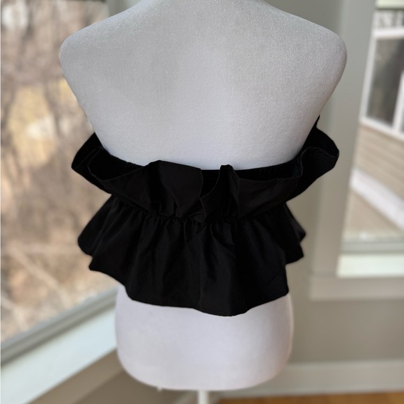 SHEIN Black Ruffle Poplin Sleeveless Sculptural Cropped Top Size XS / 2 - Picture 7 of 9